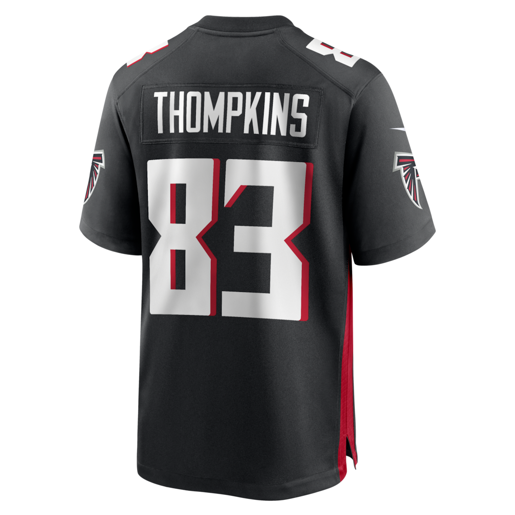 Elroe A.Falcons #83 Deven Thompkins Black Team Game Jersey