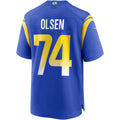 Elroe LA.Rams #74 Merlin Olsen Royal Game Retired Player Jersey