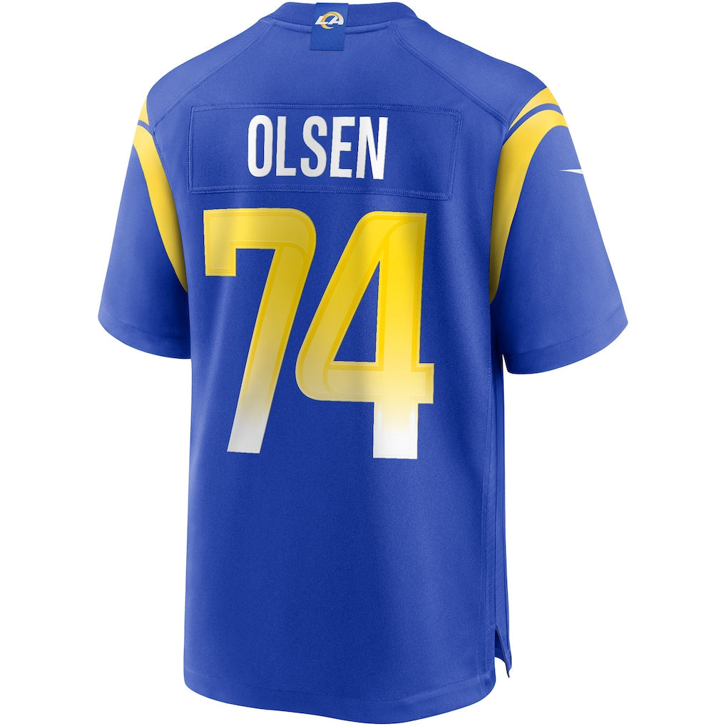 Elroe LA.Rams #74 Merlin Olsen Royal Game Retired Player Jersey