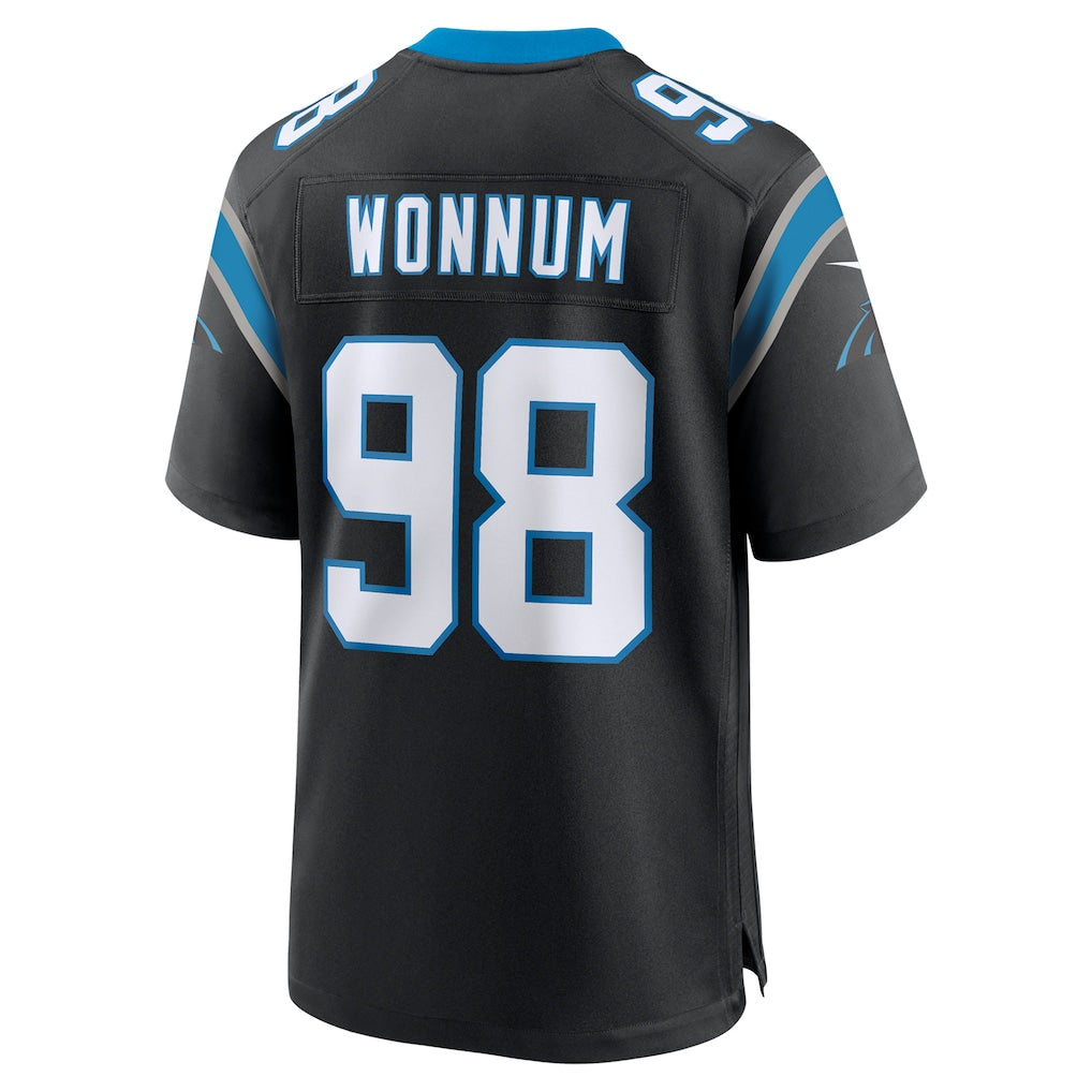 Elroe C.Panthers #98 D.J. Wonnum Black Game Jersey