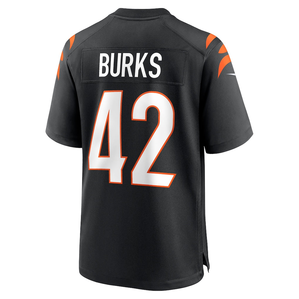 Elroe C.Bengals #42 Oren Burks Black Team Game Jersey