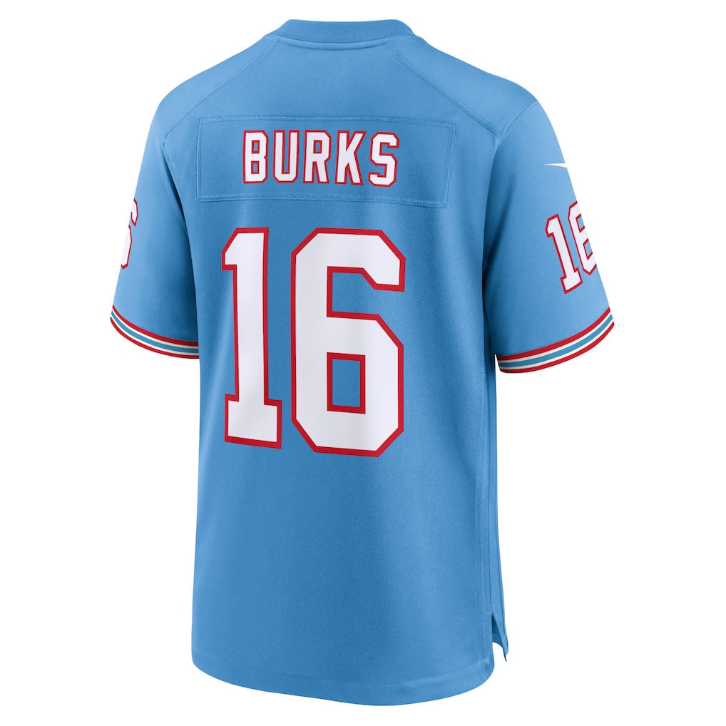 Elroe T.Titans #16 Treylon Burks Light Blue Oilers Throwback Alternate Game Player Jersey