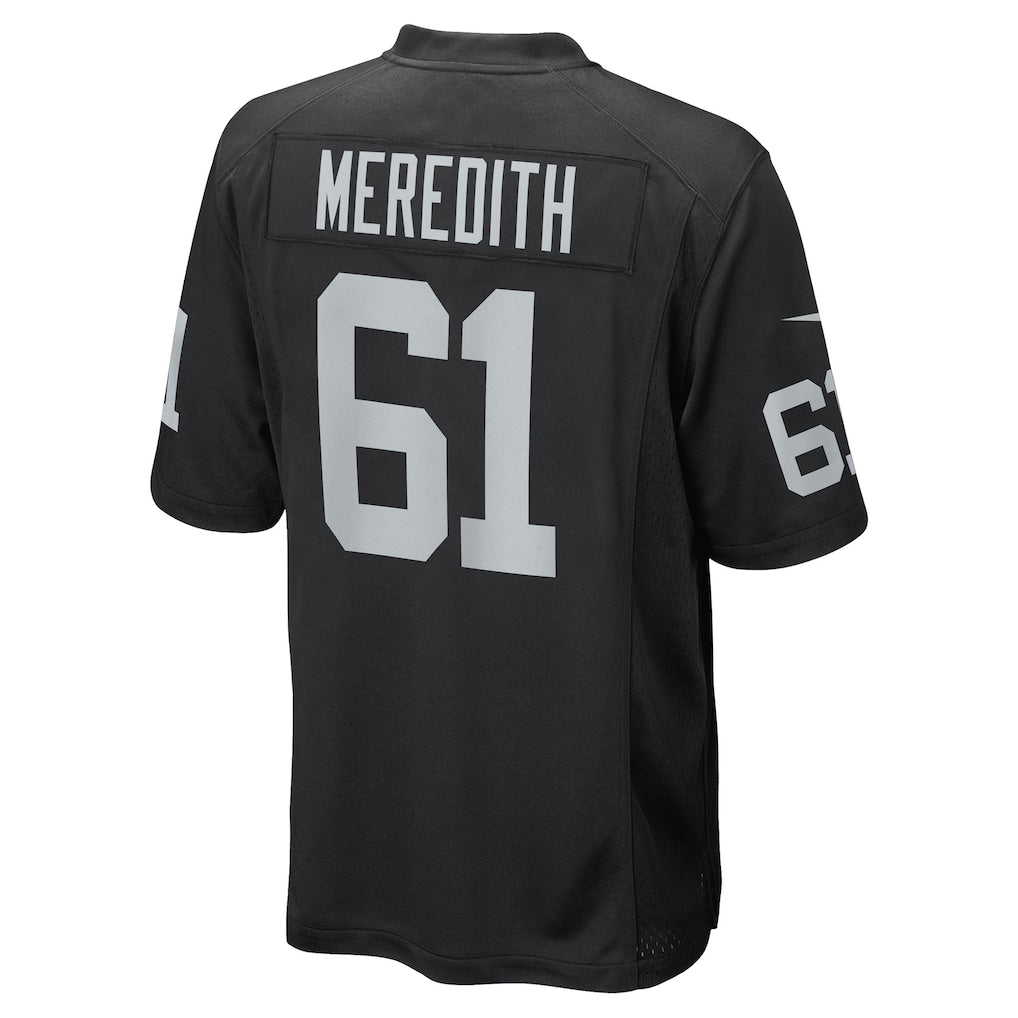 Elroe LV.Raiders #61 Jordan Meredith Black Game Player Jersey