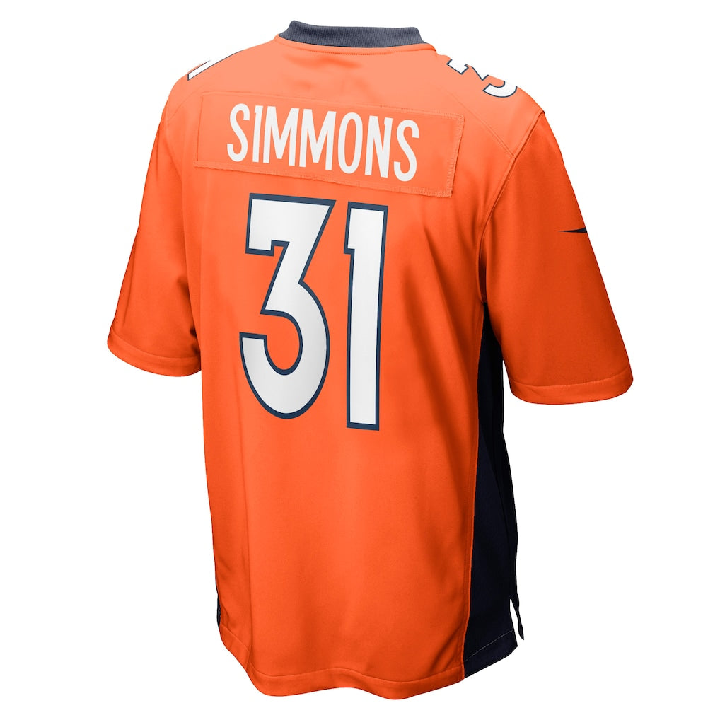 Elroe D.Broncos #31 Justin Simmons Orange Game Jersey