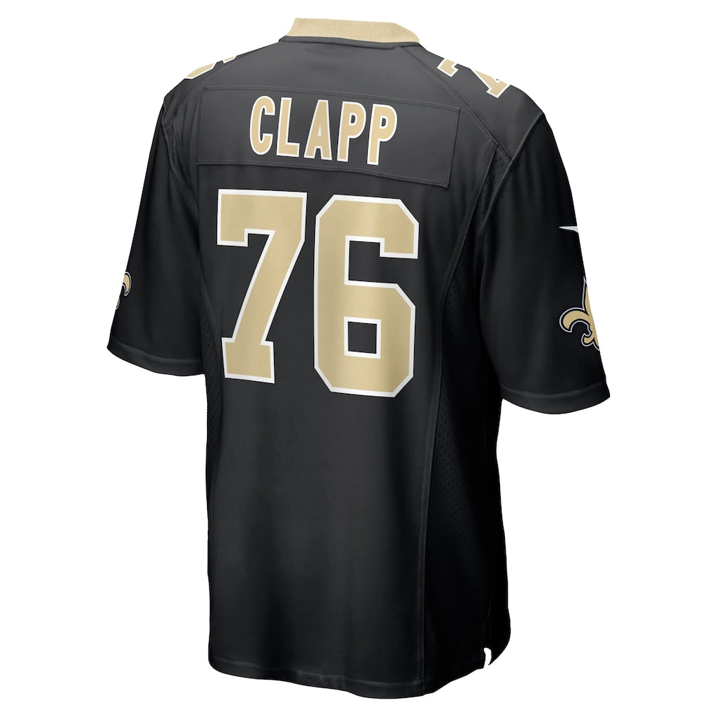 Elroe NO.Saints #76 Will Clapp Black Team Game Jersey