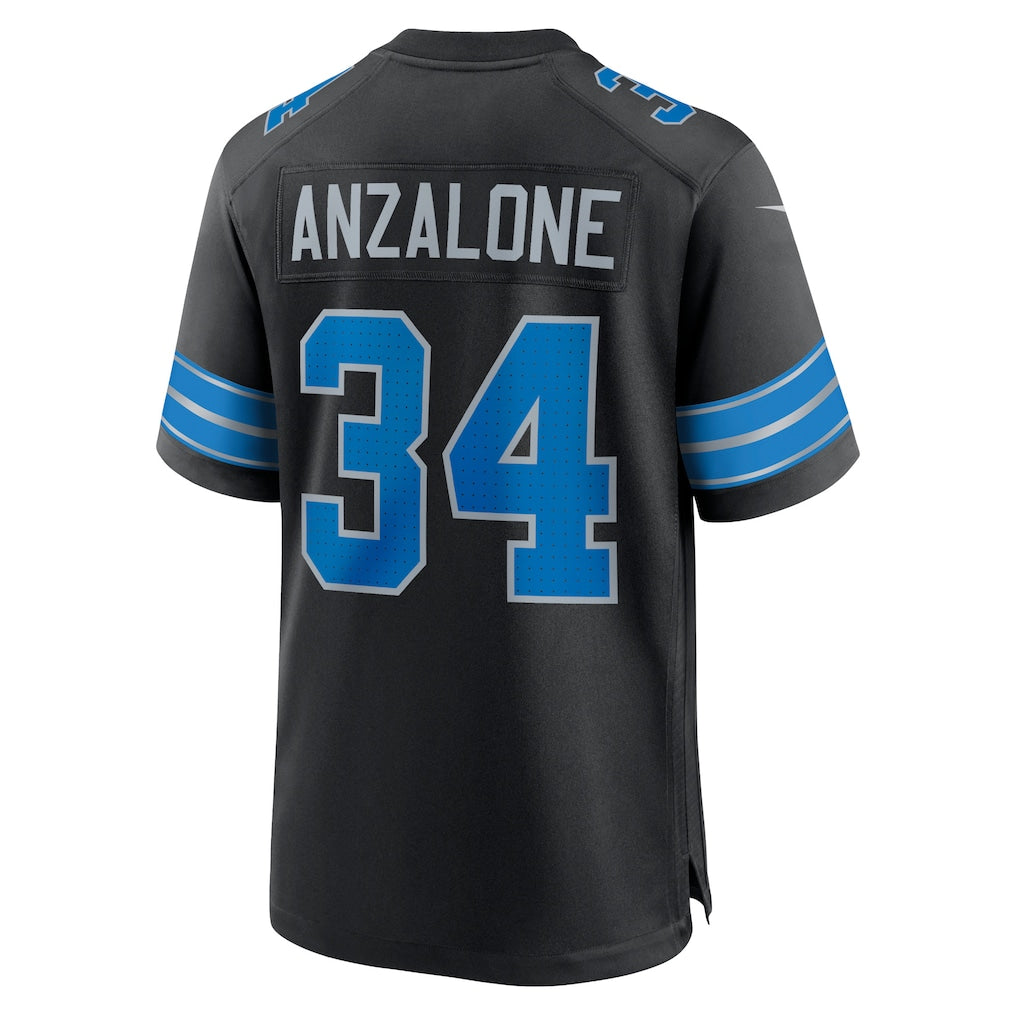 Elroe D.Lions #34 Alex Anzalone Black 2nd Alternate Game Jersey