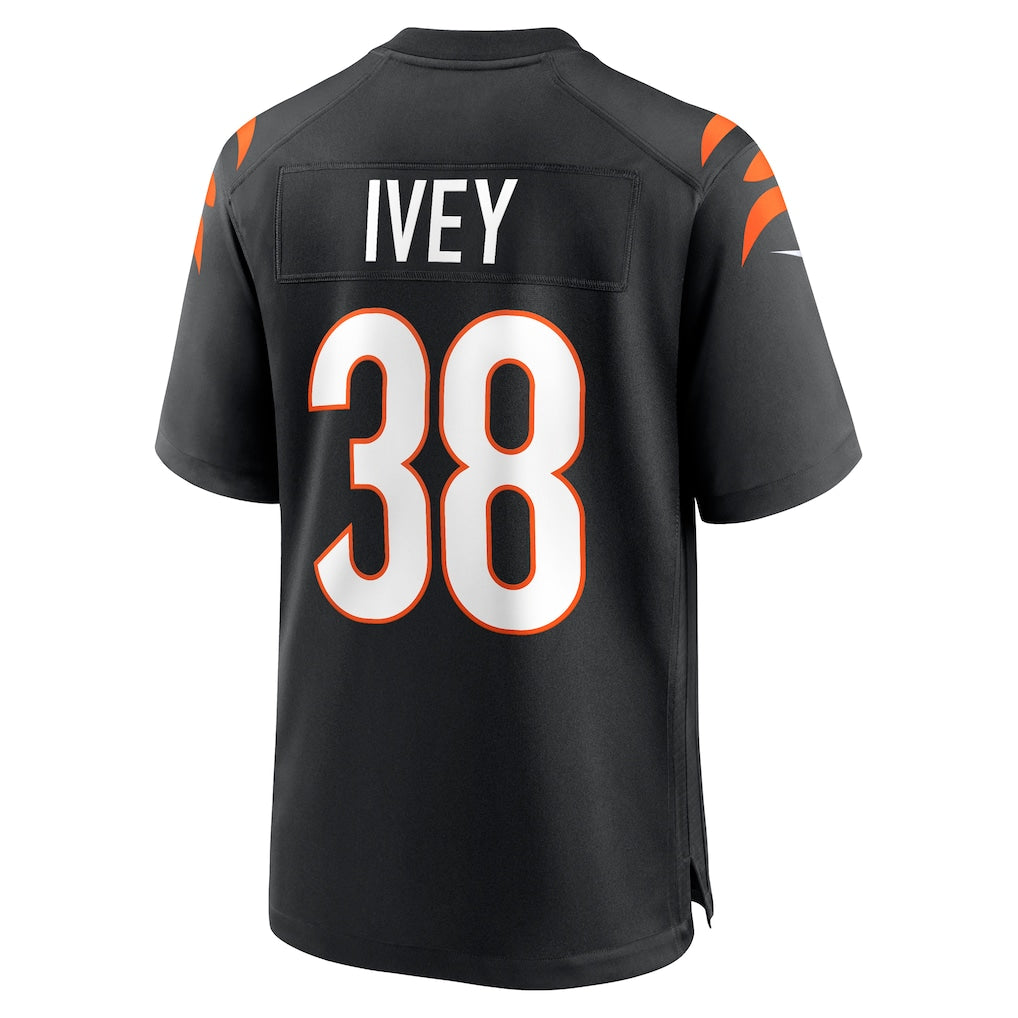 Elroe C.Bengals #38 DJ Ivey Black Team Game Jersey