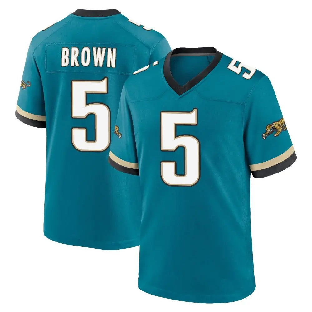 Elroe J.Jaguars #5 Dyami Brown Teal Team Game Jersey