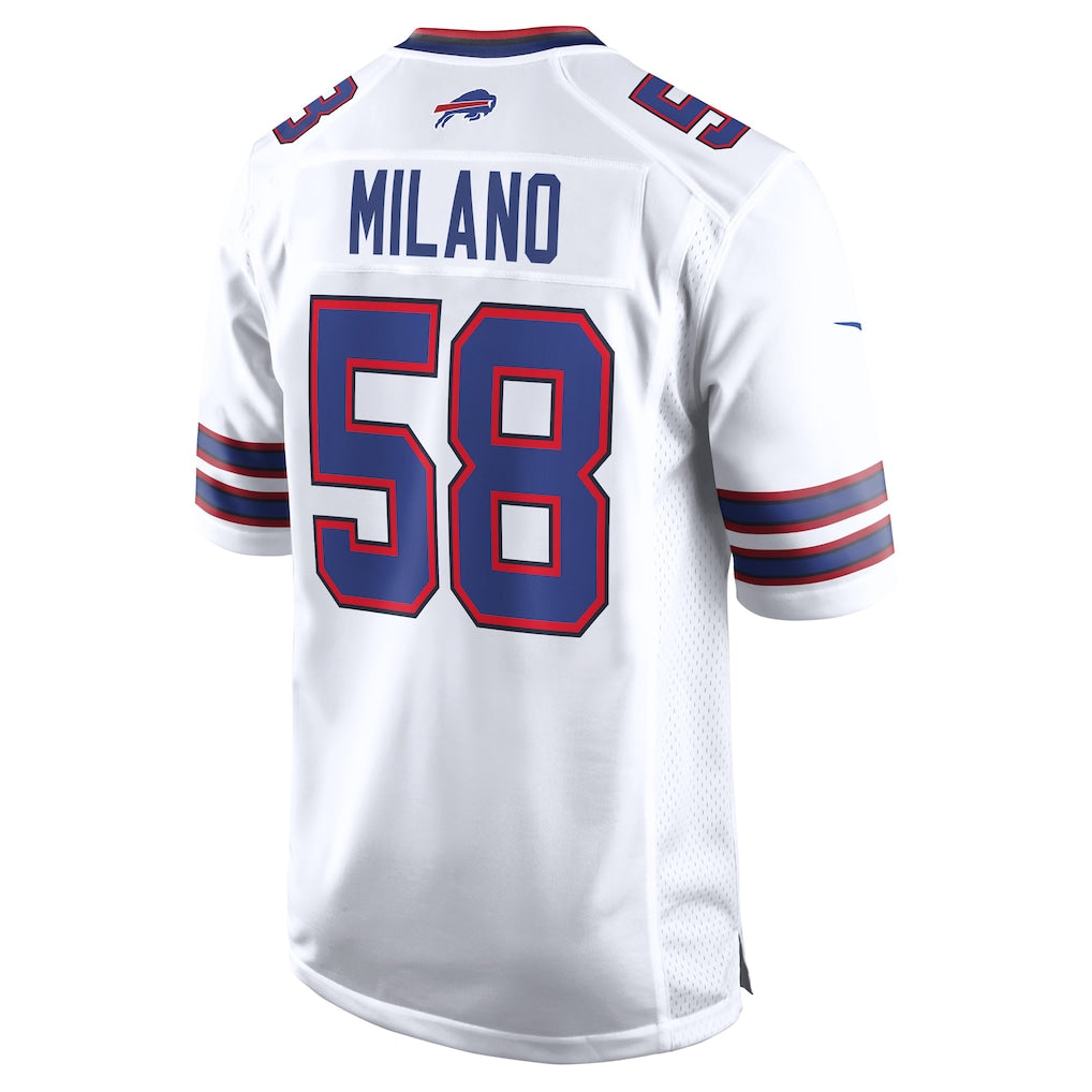 Elroe B.Bills #58 Matt Milano White Away Game Player Jersey