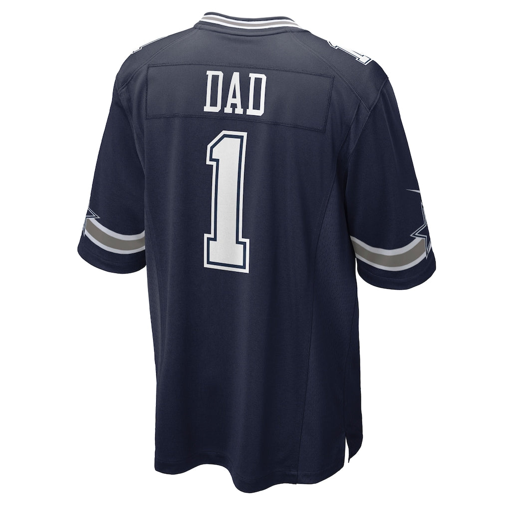 Elroe D.Cowboys #1 Dad Navy Game Jersey