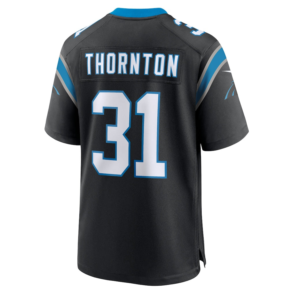Elroe C.Panthers #31 Corey Thornton Black Team Game Jersey