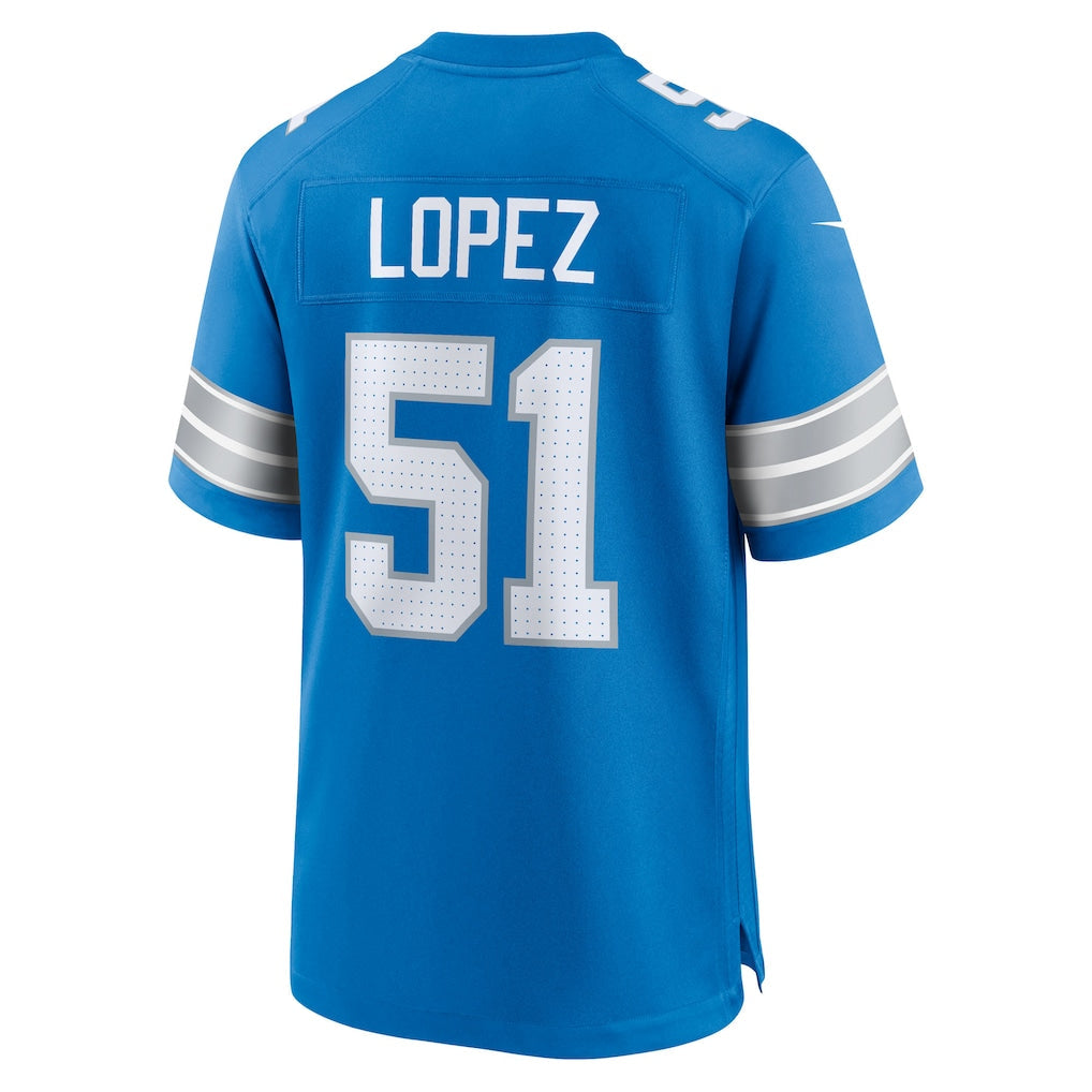 Elroe D.Lions #51 Roy Lopez Blue Team Game Jersey