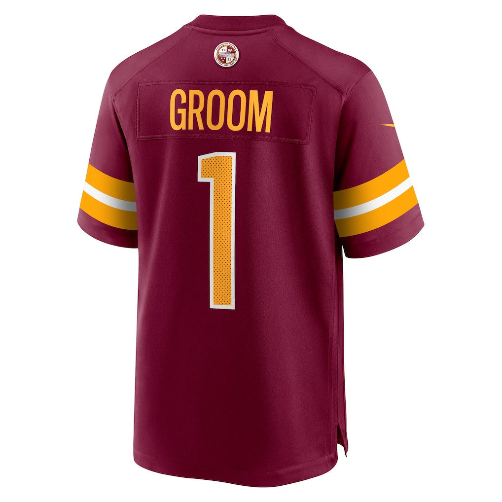 Elroe W.Commanders #1 Groom Burgundy Game Jersey
