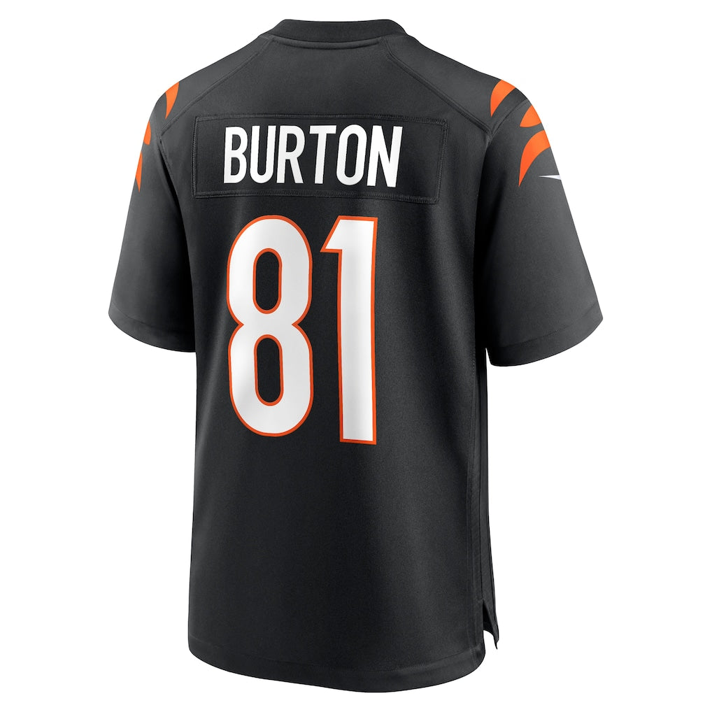 Elroe C.Bengals #81 Jermaine Burton Black Team Game Jersey