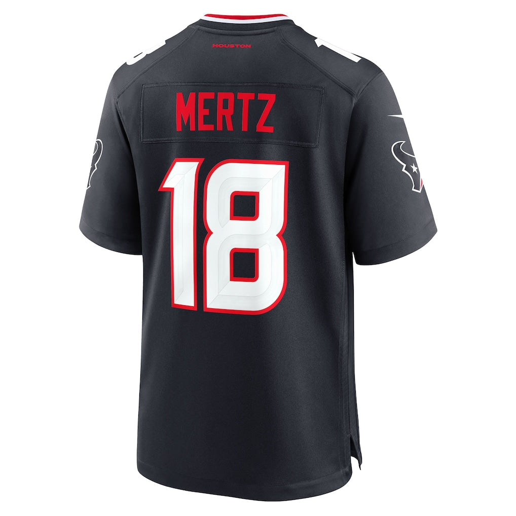 Elroe H.Texans #18 Graham Mertz Navy Team Game Jersey