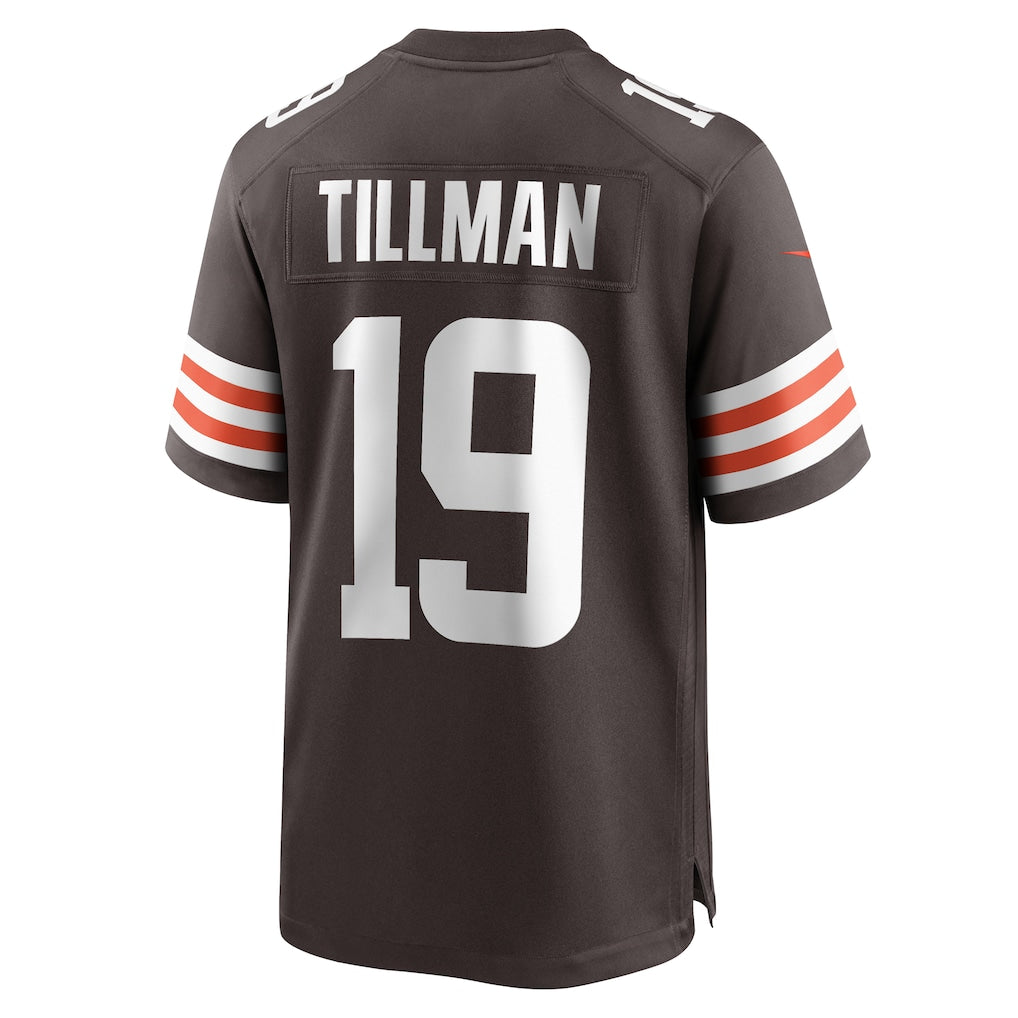 Elroe C.Browns #19 Cedric Tillman Brown Game Jersey