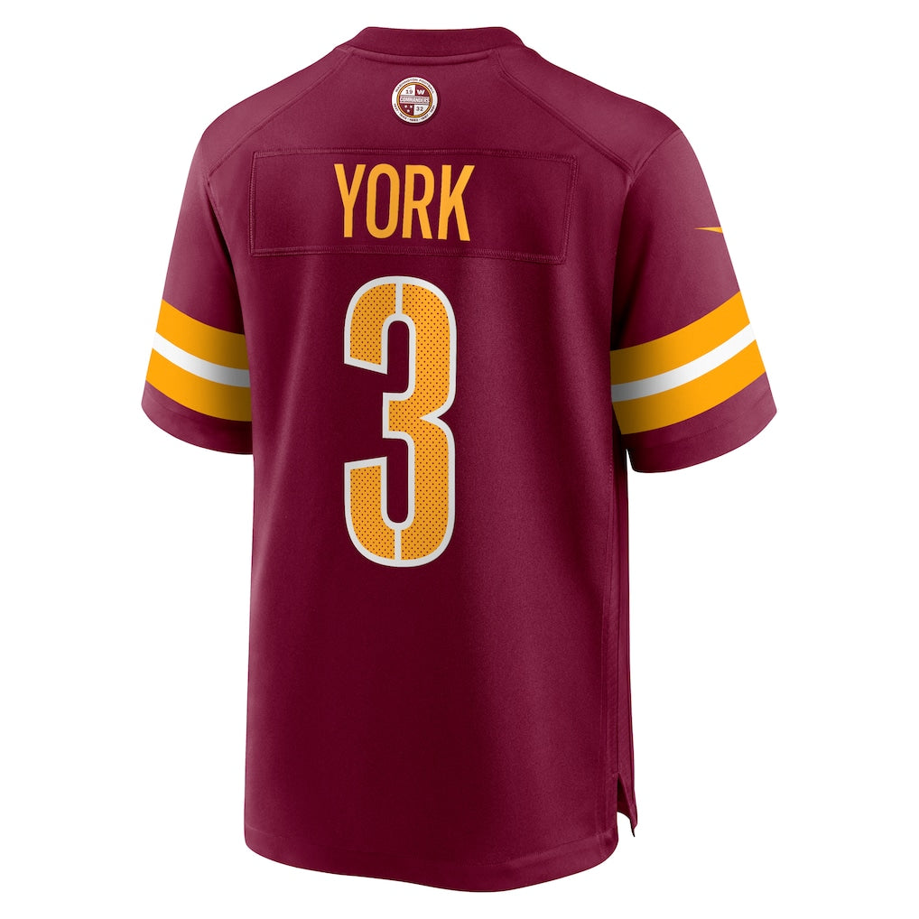 Elroe W.Commanders #3 Cade York Burgundy Game Jersey