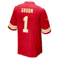 Elroe KC.Chiefs #1 Groom Red Game Jersey