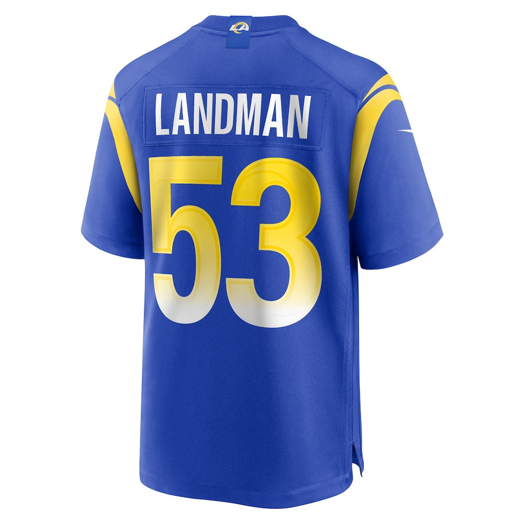Elroe LA.Rams #53 Nate Landman Royal Team Game Jersey